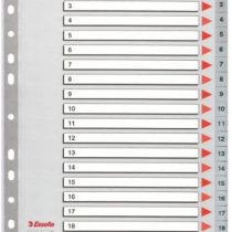 Esselte Numeric Header, Mylar Reinforcement, Polypropylene, Grey 20 Keys A4 Grey