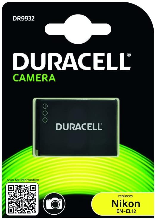Duracell Premium Analog Nikon En-EL12 Battery for CoolPix AW100 P310 S9900 3.7V 1000mAh,Black