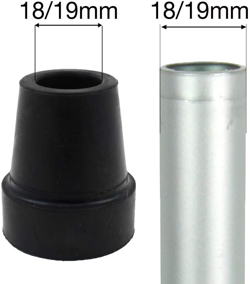 Z-Tec Folding Walking Cane Rubber Ferrules 20mm Black (4) - Image 3