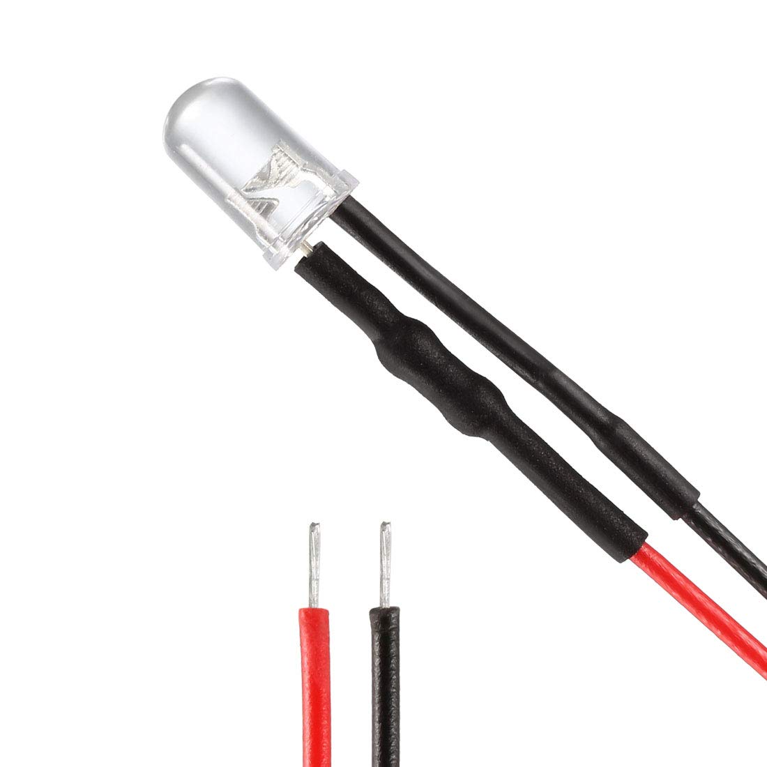 sourcing map 10Pcs 5mm Pre Wired LED, Orange DC3-5V Clear Lens, Light Emitting Diodes