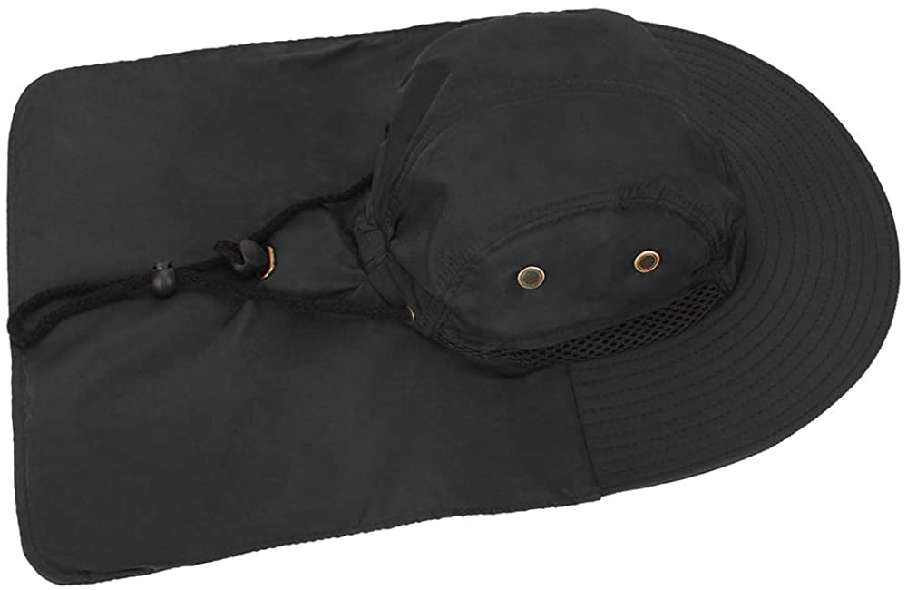 MK MATT KEELY Outdoor Mens Summer Neck Flap Sun Hat Boonie Hat Large Brim Sun Protection Bucket Men's Fishing Hats Black Hiking Hat - Image 4