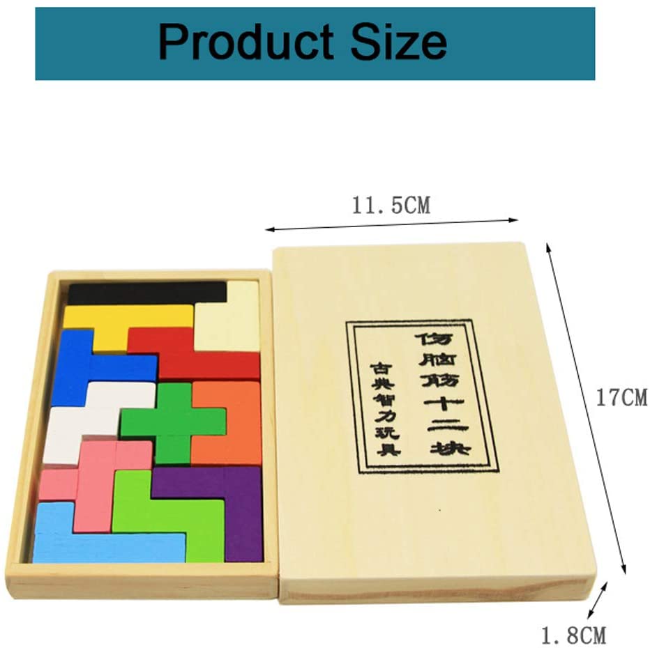 Flormoon Pentomino Puzzle Wooden Brain Teaser Mind Novelty Trick Kids Learning Toys for Boys and Girls - Image 4