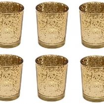 Homes on Trend Mercury Gold Glass Tea Light Votive Candle Holders Wedding Table Venue Decorations Centrepiece Accessories Dressing Idea Settings Tealight Holder Set of 6