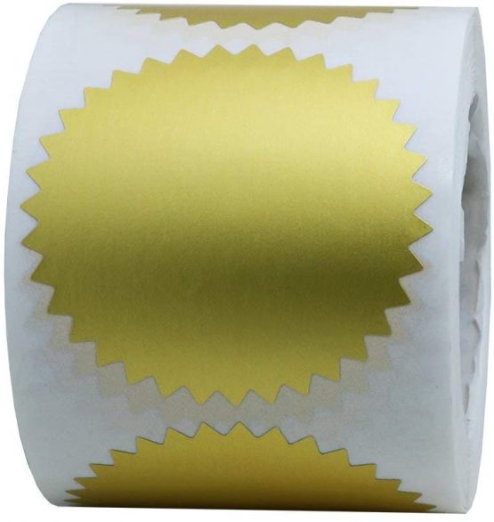 Hybsk 2" Gold Certificate Wafer Seals Labels Awards Legal Embossing Stickers (Gold)