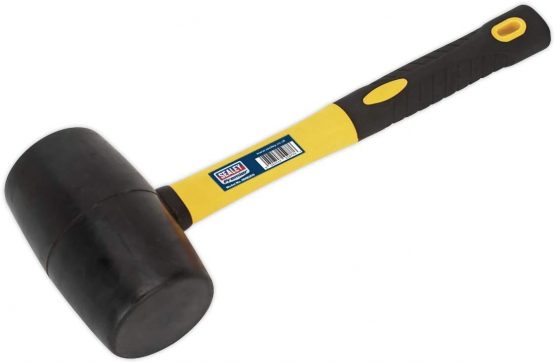 Sealey RMB200 Rubber Mallet, 2Lb, Fibreglass Shaft, 356mm x 136mm x 84mm