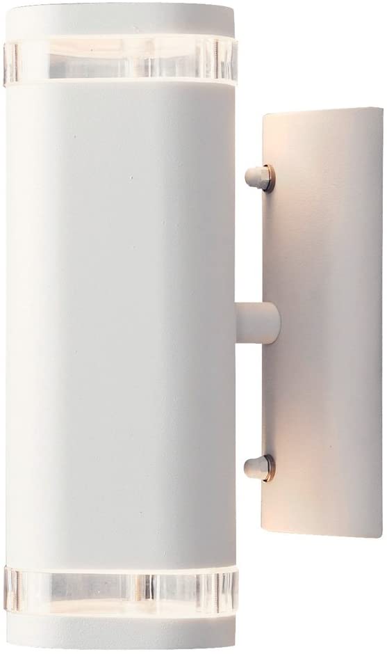 Konstsmide 7512-250 Modena Single Up Down Outdoor Wall Light / 2 x 35 W GU10 Max Wall Lamp / Clear Acrylic Lens / Aluminium / IP44 / Matt White Outside Light
