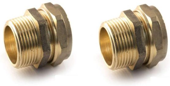 22 mm x 3/4" Compression x BSP Male - Straight Adaptor UK PSW TRADE SUPPLIERS LTD Pack of 2