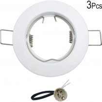 KingYH 3 Pack Round Recessed Spotlights Trim Ring Fitting GU10 Light Mounting Frame with GU10 Lamp Holder for Ceiling Spotlight MR16 and 50mm Bulb Halogen Light Fitting Silver