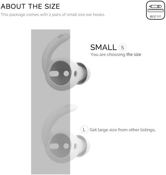 AHASTYLE AirPods Ear Hooks Covers 2 Pairs Silicone Antislip Earbuds Tips [Sound Quality Enhancement] for Apple AirPods 2 & 1 or EarPods (Small & Small, Clear) - Image 2