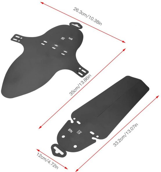 Keenso Bicycle Front Rear Mudguard, Premium Bike Bicycle Front Rear Tire Mud Mudguard With 5 Cable Ties - Image 3