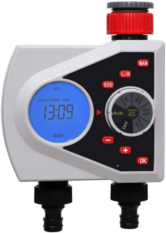 Aqualin Garden Water Hose Tap Timer with Two Outlets Irrigation System Controller Watering Computer