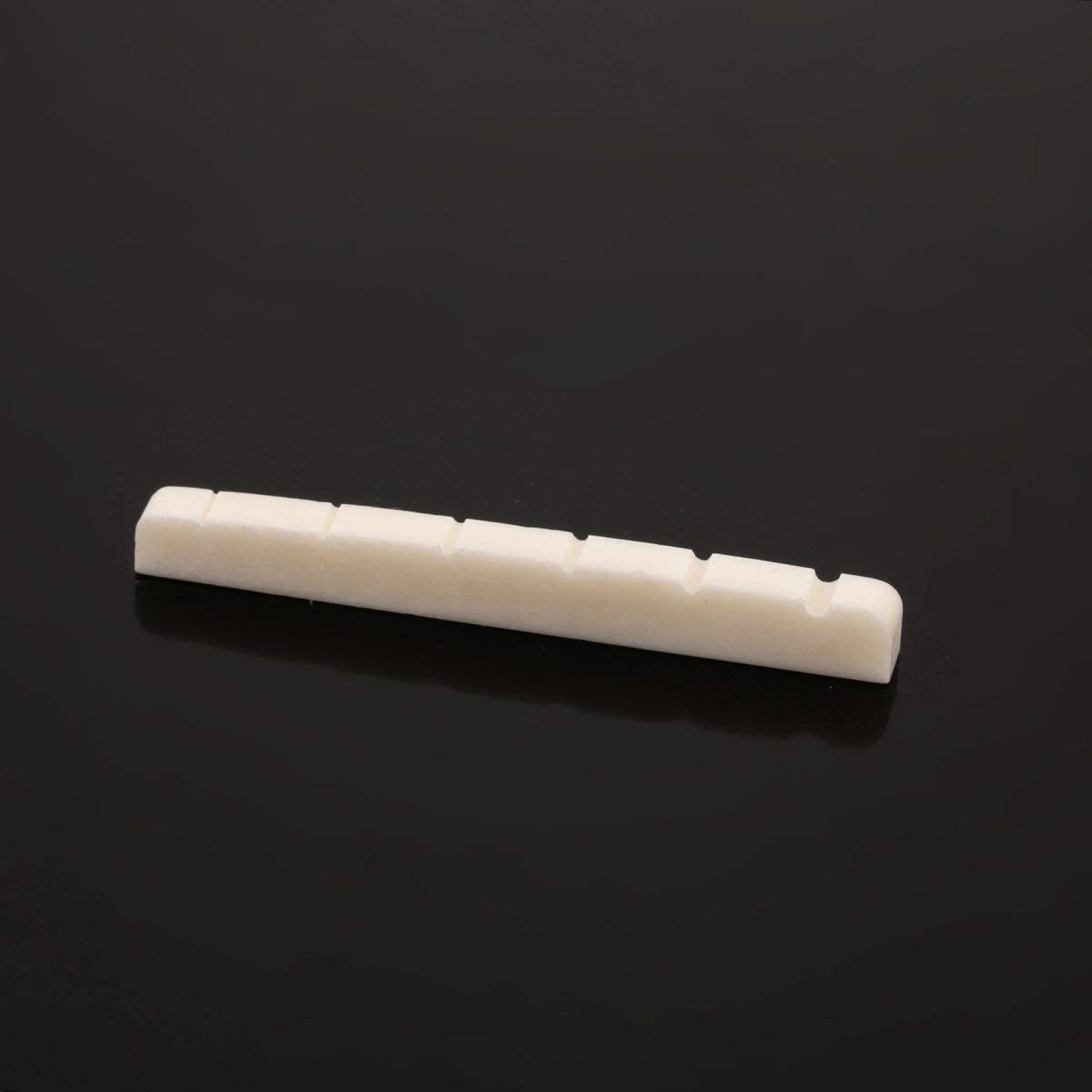 Musiclily 42mm Bone Slotted Electric Guitar Nut Flat Bottom for 6 String Fender Strat Tele, 42x3.5x4.5mm (2 Pieces)