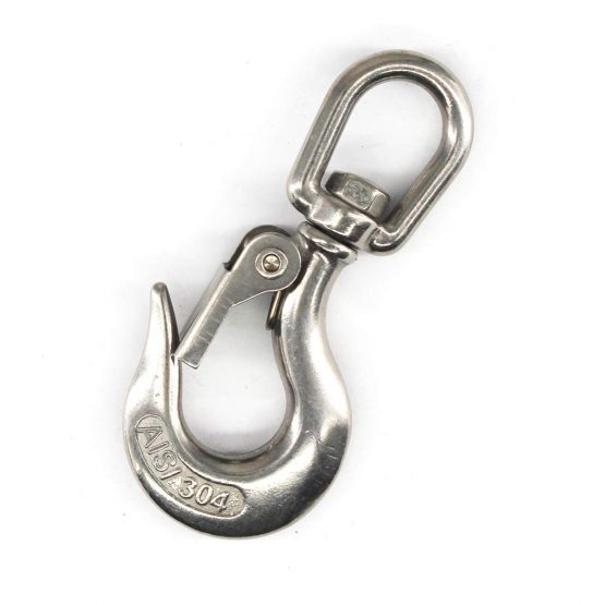 304 Stainless Steel Swivel Eye Lifting Hook American Type Safety Hook Rigging Accessory With Round Eye Working Load 1000 KG 3/8"