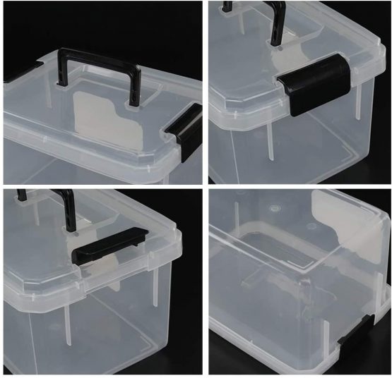 Fosly 4 Set of Transparent Plastic Storage Boxes with Lids Clip, Small Plastic Box with Lid - Image 3