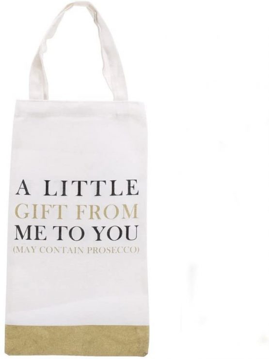 BCBGMAXAZRIA POP, FIZZ, CLINK Canvas Prosecco Wine Bottle Gift Bag with Slogan (A Little Gift From Me to You (may contain prosecco))