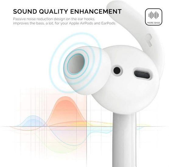 AHASTYLE AirPods Ear Hooks Covers 2 Pairs Silicone Antislip Earbuds Tips [Sound Quality Enhancement] for Apple AirPods 2 & 1 or EarPods (Small & Small, Clear) - Image 3