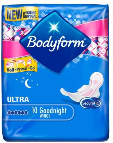 Bodyform Ultra Goodnight with Wings 10 per Pack Case of 4, 40 Count (4 Packs of 10)