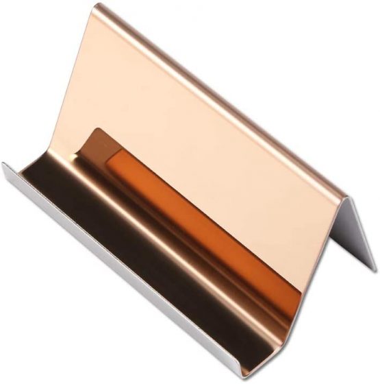 YOSCO Stainless Steel Business Card Holder for Desk Office Business Card Stand Collection Organizer for Name Card,Business Card Display, 2 Pack (Rose Gold) - Image 3