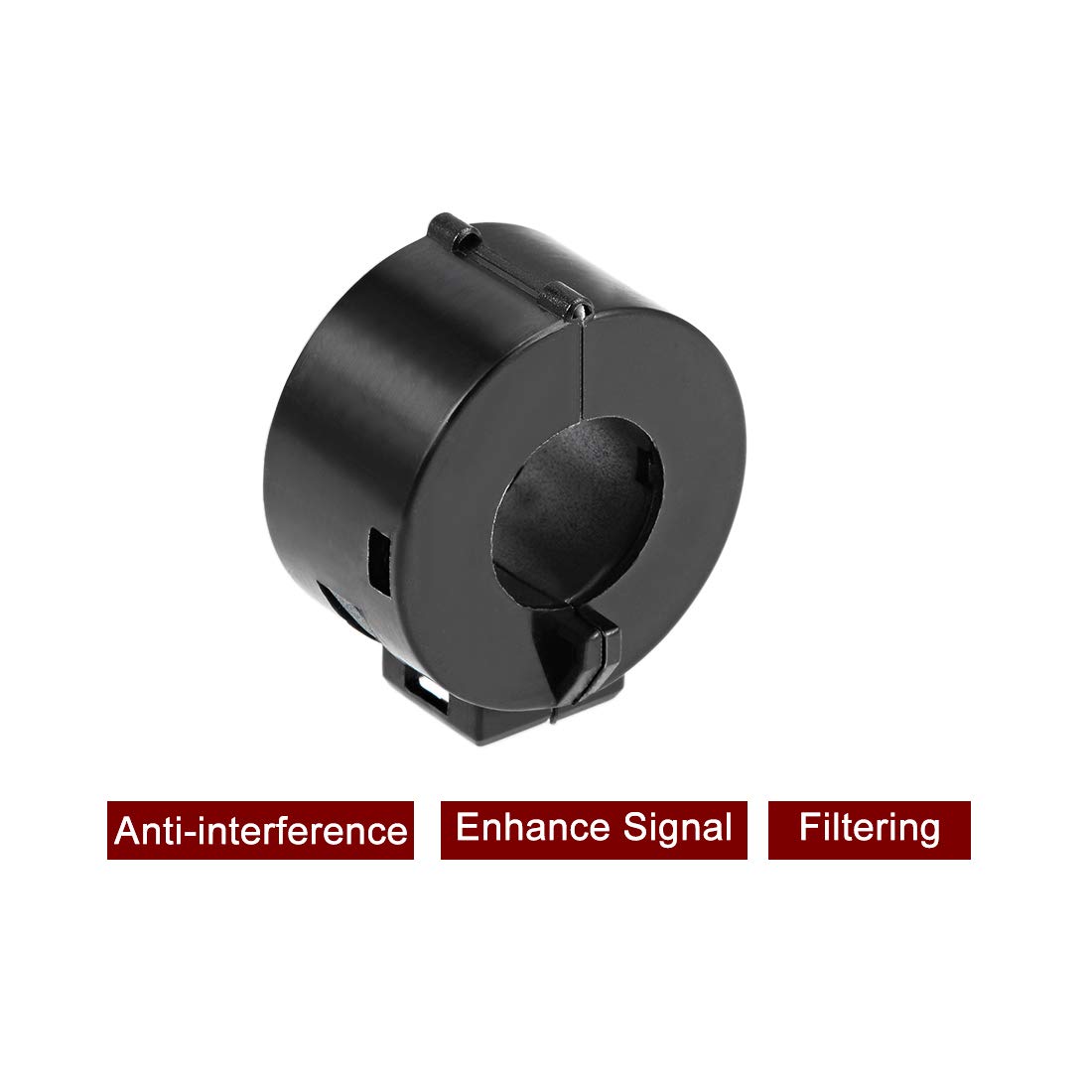 sourcing map 15mm Ferrite Cores Ring Clip-On RFI EMI Noise Suppression Filter Cable Clip, Black 5pcs - Image 4