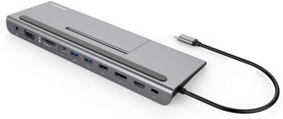 PremiumCord USB-C MST Docking Station for Notebook, 4K HDMI, DisplayPort, VGA, 2X USB 3.0, Gigabit RJ45, SD, Audio, PD, Full HD, Aluminium Housing, Cable Length 20 cm - Image 3