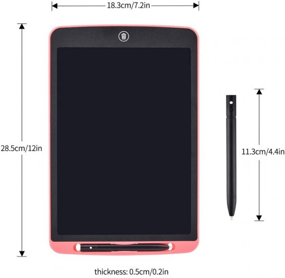 LCD Writing Tablet, 12 Inch Colorful Digital ewriter Electronic Graphics Tablet Portable Board Drawing Tablet Pad for Kids Adults Home School Office (pink-12") - Image 4