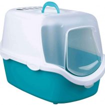 Trixie Vico Easy Clean Cat Litter Tray with Dome, 40 x 40 x 56 cm, Turquoise/White