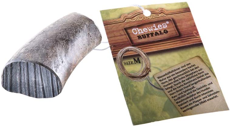 Chewies Buffalo Horn for Dogs, Filled Cow Horn from Water Buffalo, Natural Chew Toy, Dental Care and Fun in 1