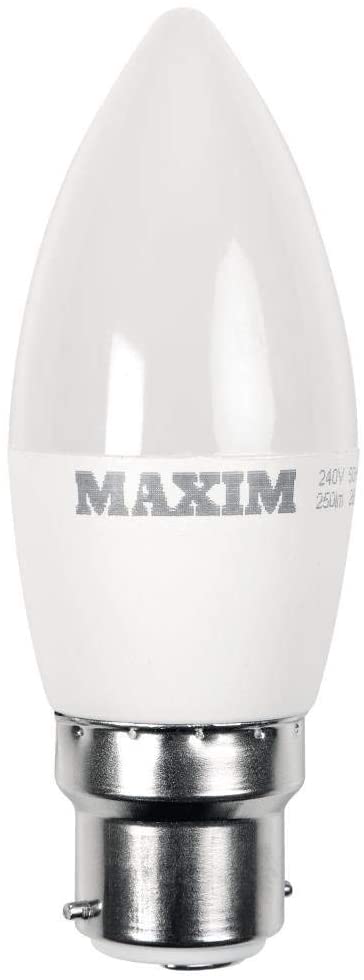 Maxim LED Candle Bayonet Cap (Warm White) - 3watt (25watt) (Pack 10), 009779, 35MM