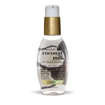 OGX 91008 Anti-Breakage Serum Nourishing Coconut Milk, Paraben and Sulfate Free, Sustainable Ingredients, Strengthening, Protective, Hydrating, 4 Ounce Pump Bottle