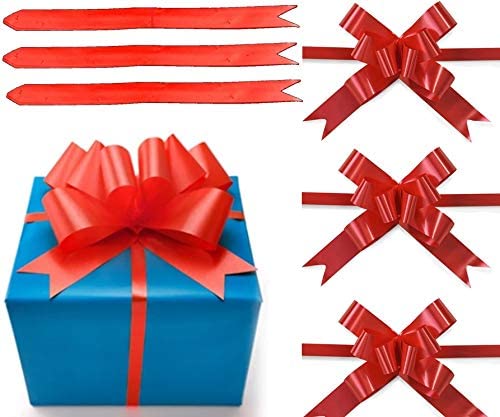 30pcs Red 30mm/3cm Large Ribbon Pull Bows for Party Wall Gift Wraps, Christmas Trees, Wedding - Image 2