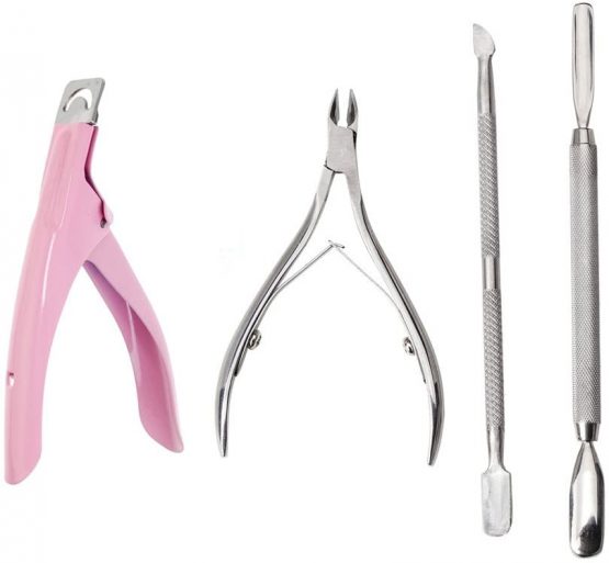 Best Deal Professional Quality Manicure Pedicure Nail Art Tools Set With Pack of 3 Metal Tools Including Pushers And Nipper/Trimmer And False Nails/Tips Clipper/Edge Cutter By VAGA
