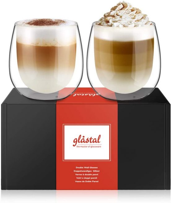 glastal 2x250ml Double Walled Coffee Glasses Mugs Cappuccino Latte Macchiato Glasses Cups for Coffee Tea Milk Juice Ice Cream Borosilicate Heat Resistant Glass Cups - Image 4