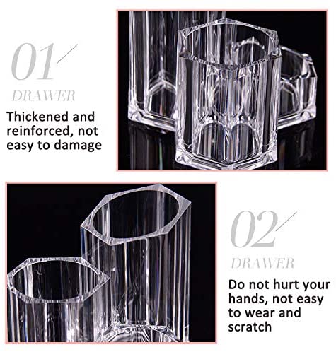 Guolich Makeup Organiser Brush Holder 3 Sections Acrylic Cosmetics Storage Case Stand for Makeup Toothbrushes, Pen - Image 3