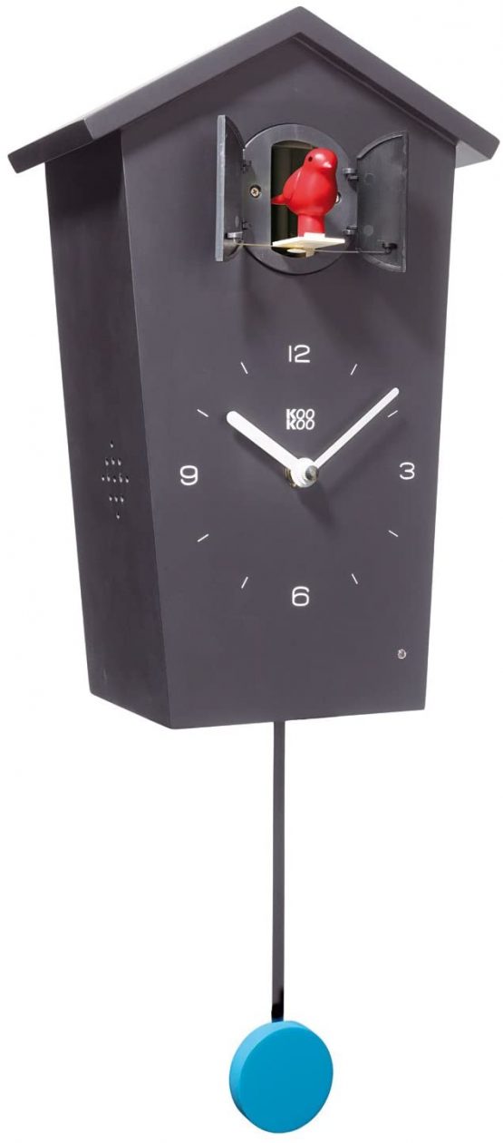 KOOKOO BirdHouse Blue, modern cuckoo clock w. 12 natural bird voices or cuckoo call
