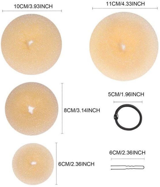 Hair Donut Bun Maker,MORGLES Hair Bun Maker 7pcs Blonde Hair Ring Style with 5pcs Hair Elastic Bands, 20pcs Hair Pins for Chignon Hair Styles Ballet Dancers Kids Girls - Image 2