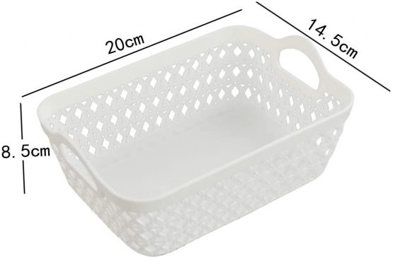 Hokky Plastic Mini Storage Basket, 12-Pack White Baskets Tray - Image 3
