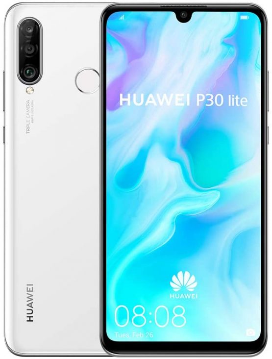 Huawei P30 Lite 128 GB 6.15 Inch FHD+ Dewdrop Display Smartphone with MP AI Ultra-wide Triple Camera, 4 GB RAM, Android 9.0 Sim-Free Mobile Phone, Single SIM, UK Version, White