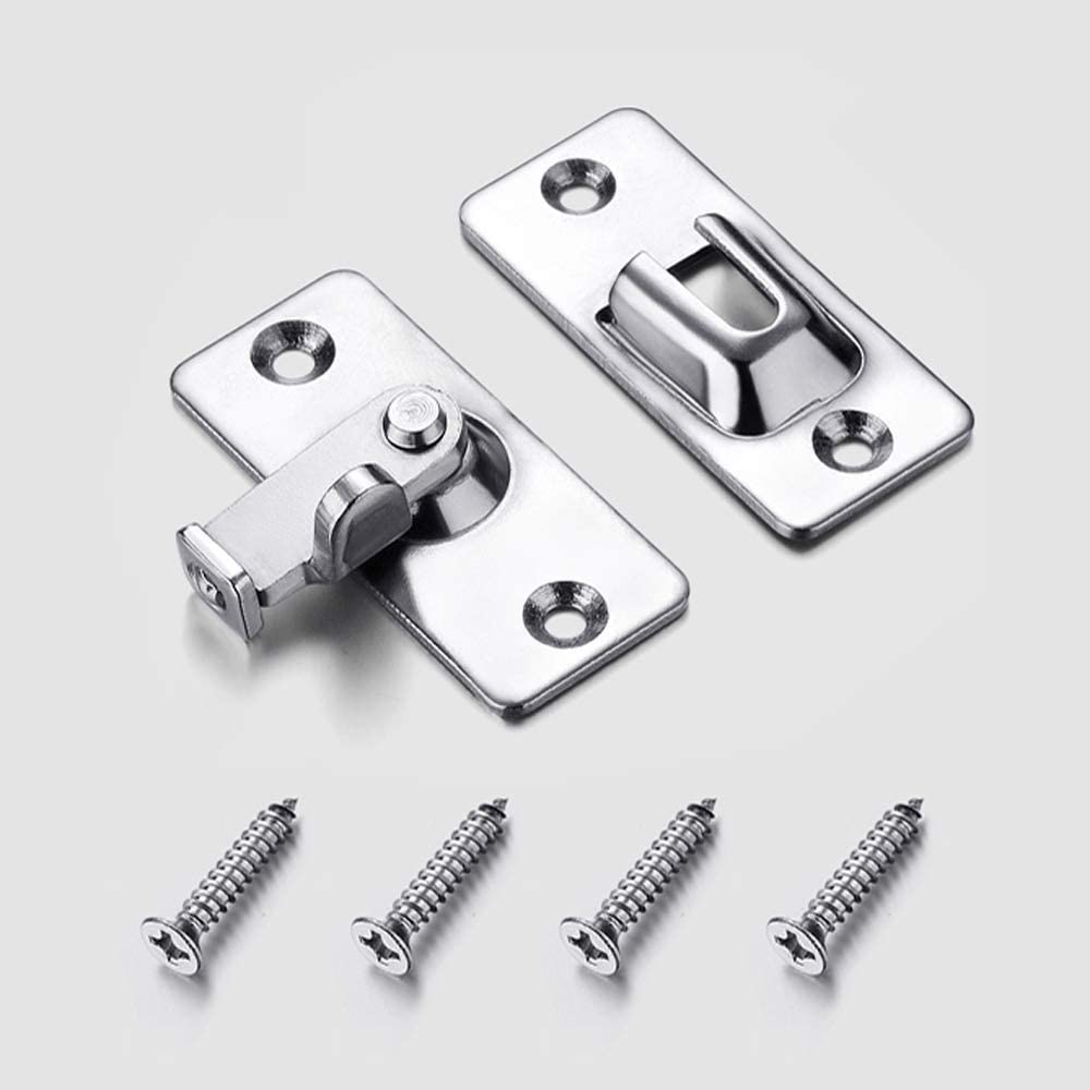 BuxiuGK 90 Degree Right Angle Buckle Hook Lock Bolt Stainless Steel Small Hasp Latch Locks Bolt Household Accessories - Silver - Image 2
