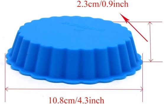Silicone Cake Mold Round,Xiuyer 12 Pieces Reusable Tart Mould Tins Fluted Flan Pans Non-Stick Bakeware Set for Making and Baking Pies Quiche Muffin Cakes(10.8x2.3cm, Random Colors) - Image 2
