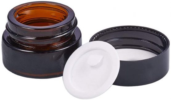 BENECREAT 10 Pack Glass Round Jars Dark Amber Cosmetic Glass Jars with White Inner Liners and Black Plastic Lids for Beauty, Lotions, Creams and More - Image 3
