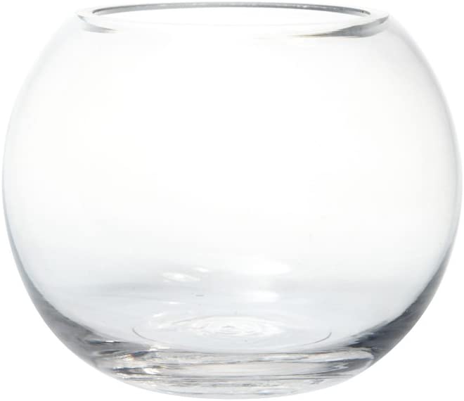 Glass Fishbowl Vase (12.5cm x 10cm), Transparent White