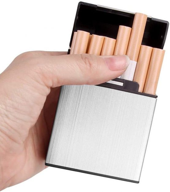 Lightweight Aluminum Cigarette Case Silver Metal Box Holder - Image 2