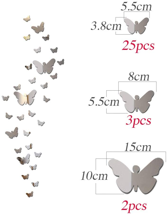 MEJOSER 2 Sets Mirror Wall Stickers Butterfly Flower Vine for Children Bedroom Living Room Decoration DIY - Image 2
