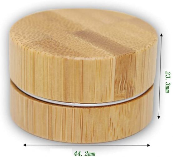 2 Pieces 10ml Empty Aluminum Tin with Bamboo Shell Cosmetic Sample Containers Round Metal Tin Jars Bamboo Tins Round Bamboo Cosmetic Jars with Screw Lids for Make Up Lotion Sample Lip Balm Eye Shadow - Image 4