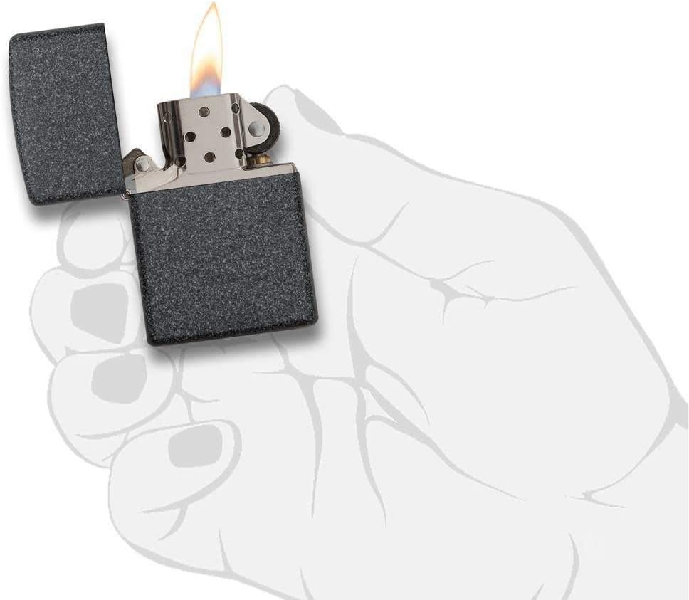 Zippo Windproof Lighter, Classic Model, Iron Stone Finish, Refillable for Lifetime Use, Adjustable Flame, Gift Box - Image 4