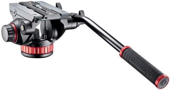 Manfrotto Video Head with Flat Base and Fixed Lever, Video Head for Compact Video Cameras and DSLR Cameras, for Filming, Videography, Content Creation, Vlogging, Live Streaming