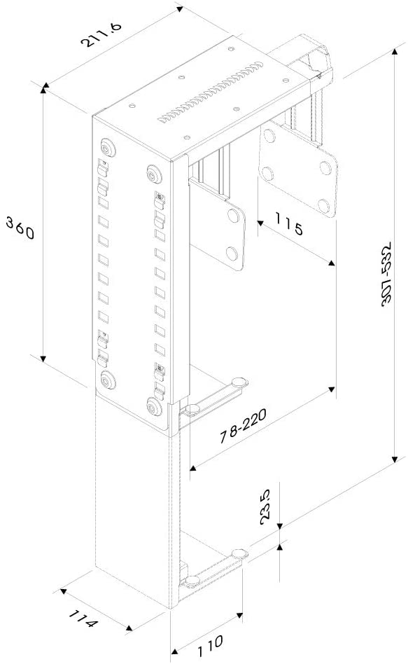 Newstar CPU-D100BLACK Under Desk & On-Wall PC Mount (Suitable PC Dimensions - Height: 30-53 cm / Width: 8-22 cm) - Black - Image 3