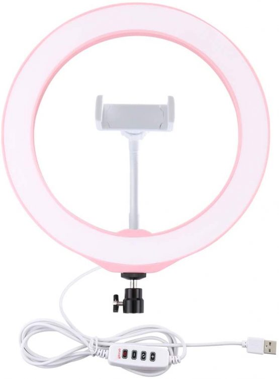 PULUZ 10.2 inch Selfie LED Ring Light Video Lights with Cold Shoe Tripod Ball Head & Phone Clamp for make-up and YouTube Video vlogging equipment