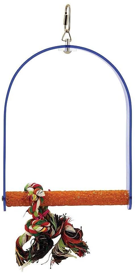 PARROT ESSENTIALS Sanded Nail Arch Swing Perch with Cotton Rope, Large Parrot Toy Nest Swing for Nail Trimming - Image 2