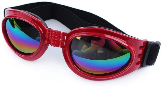 Cestlafit Pet Dog Goggles UV Sunglasses, Windproof Protection Doggie Puppy Sunglasses, Dog Goggles For Large Dog, Red